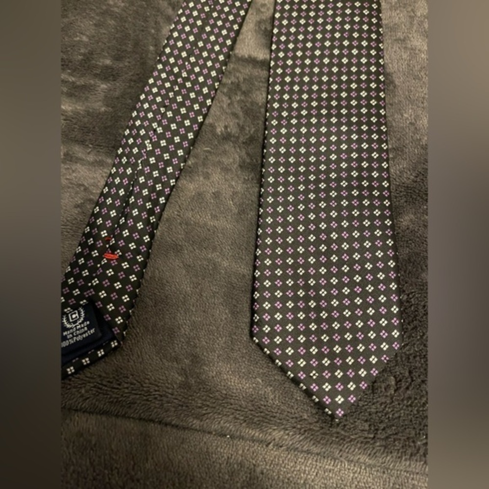 Chaps Black and Purple Tie with Sophisticated Pattern